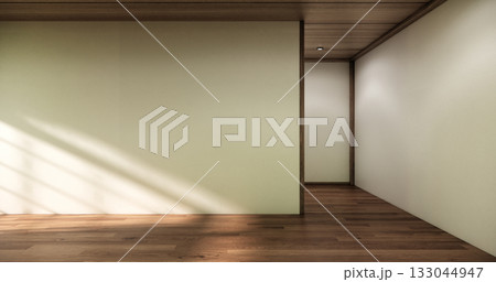 Architecture and interior concept Empty room and wood floor background 3D illustration rendering Architecture and interior concept Empty room and wood floor background 3D illustration rendering 133044947