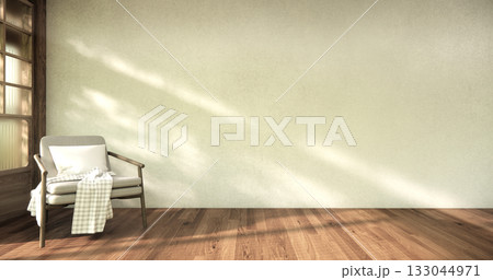 white Mini sofa armchair on interior design modern living room Japanese style.3D rendering white Mini sofa armchair on interior design modern living room Japanese style.3D rendering 133044971
