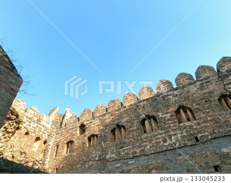Sangni Fort ancient fortification wall under sunlight representing Pakistan rich Mughal cultural heritage and history 133045233
