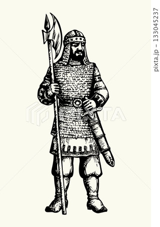 Vector drawing. Old brave warrior Vector drawing. Old brave warrior 133045237
