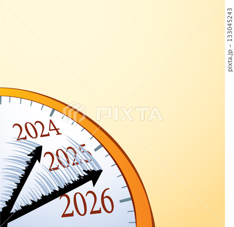 Vector drawing. The hands of a clock flutter in the wind. 133045243