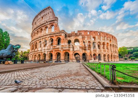 Colosseum at sunset in Rome, Italy 133045358