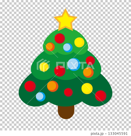 Simple Christmas tree illustration on white background Simple Christmas tree illustration on white background 133045591
