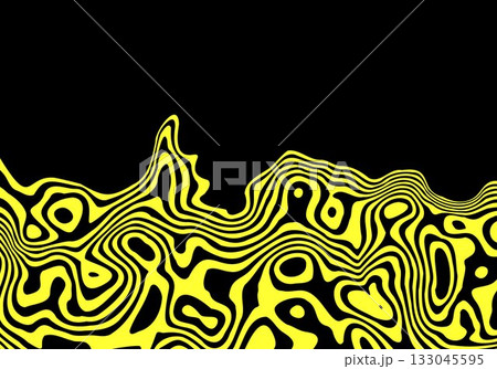 Psychedelic Op Art pattern of bright black and yellow stripes, perfect for electronic music or warning signs. Eps 10 133045595