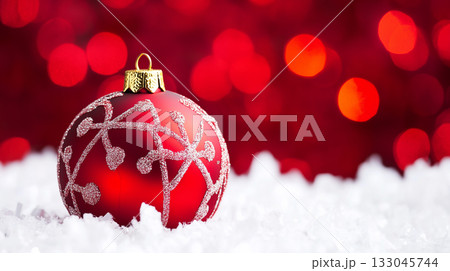 Christmas ball isolated on red background 133045744
