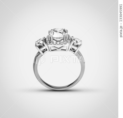 A white gold ring with three diamonds A white gold ring with three diamonds 133045991