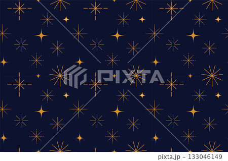 Minimalist Christmas seamless linear stars pattern 133046149