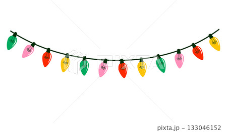 Colorful Christmas lights garland Colorful Christmas lights garland 133046152