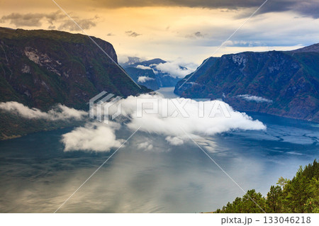 Fjord landscape Aurlandsfjord in Norway Fjord landscape Aurlandsfjord in Norway 133046218
