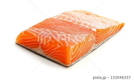 Fresh raw salmon fillets on white background. 133046337