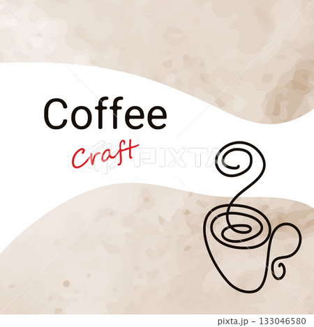 Coffee craft Lettering with Outline hand drawn cup and steam Minimal Flat design Copy space Template Coffee craft Lettering with Outline hand drawn cup and steam Minimal Flat design Copy space Template 133046580