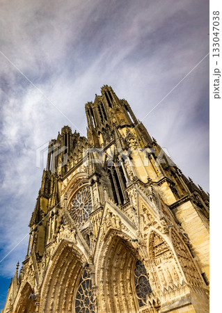 Reims, Marne, Grand-Est, France, August, 28th, 2025, Champagne Area, Majestic Gothic structure 133047038