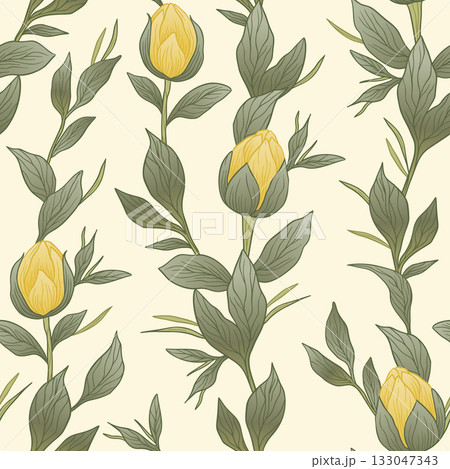 Vintage Floral Seamless Pattern With Peony Rose And Leaves In Luxury Aesthetic Cottagecore Boho Vector Vintage Floral Seamless Pattern With Peony Rose And Leaves In Luxury Aesthetic Cottagecore Boho Vector 133047343