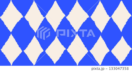 Hand Drawn Seamless Diamond Pattern With Irregular Blue Rhombuses In Modern Preppy Style Hand Drawn Seamless Diamond Pattern With Irregular Blue Rhombuses In Modern Preppy Style 133047358
