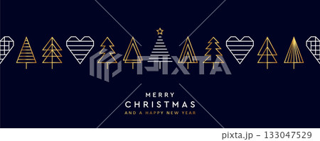 christmas greeting card with minimalistic fir tree seamless border vector illustration christmas greeting card with minimalistic fir tree seamless border vector illustration 133047529