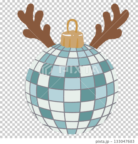 Disco ball reindeer ornament illustration shiny blue checkered Christmas clipart perfect for festive party decor wrapping paper stickers cards and modern holiday design projects Disco ball reindeer ornament illustration shiny blue checkered Christmas clipart perfect for festive party decor wrapping paper stickers cards and modern holiday design projects 133047683
