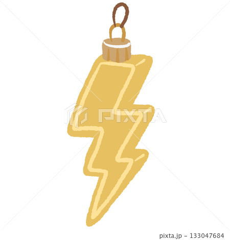 Lightning bolt ornament illustration in gold yellow retro Christmas clipart perfect for bold modern holiday designs wrapping paper stickers cards and trendy festive projects Lightning bolt ornament illustration in gold yellow retro Christmas clipart perfect for bold modern holiday designs wrapping paper stickers cards and trendy festive projects 133047684