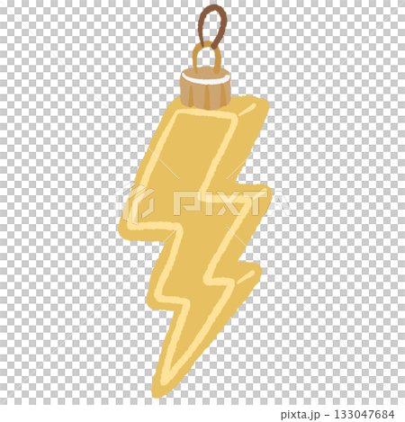 Lightning bolt ornament illustration in gold yellow retro Christmas clipart perfect for bold modern holiday designs wrapping paper stickers cards and trendy festive projects Lightning bolt ornament illustration in gold yellow retro Christmas clipart perfect for bold modern holiday designs wrapping paper stickers cards and trendy festive projects 133047684