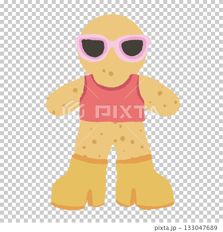 Gingerbread cookie ornament illustration wearing pink sunglasses crop top and platform boots cute playful Christmas clipart for trendy retro holiday cards wrapping and crafts Gingerbread cookie ornament illustration wearing pink sunglasses crop top and platform boots cute playful Christmas clipart for trendy retro holiday cards wrapping and crafts 133047689