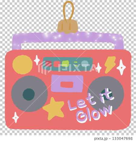 Retro boombox ornament illustration in playful pastel colors holiday clipart with 90s inspired design perfect for fun Christmas decorations invitations wrapping paper and creative projects Retro boombox ornament illustration in playful pastel colors holiday clipart with 90s inspired design perfect for fun Christmas decorations invitations wrapping paper and creative projects 133047698