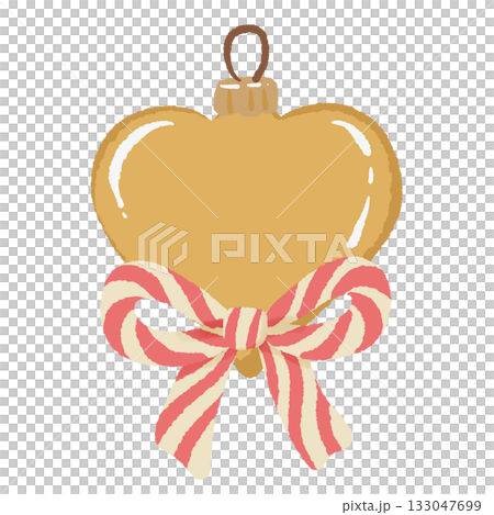 Golden heart ornament illustration with candy stripe ribbon bow cozy Christmas clipart perfect for holiday cards gift tags wrapping designs scrapbooking stickers and festive print projects Golden heart ornament illustration with candy stripe ribbon bow cozy Christmas clipart perfect for holiday cards gift tags wrapping designs scrapbooking stickers and festive print projects 133047699