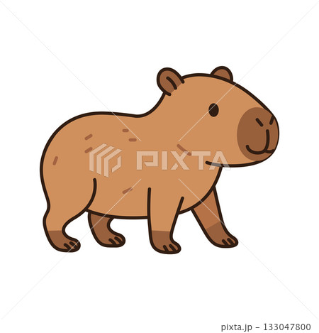 Cute Cartoon Capybara Walking. Funny and Friendly Capybara Character 133047800