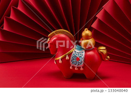 Lunar New Year 2026. New Year background. Red Origami Display Lunar New Year 2026. New Year background. Red Origami Display 133048040