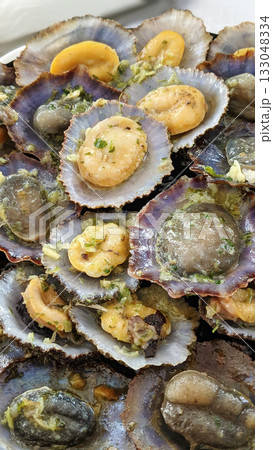 Close-up of grilled limpets Close-up of grilled limpets 133048334