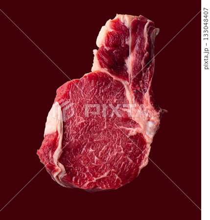 Raw uncooked beef steak entrecote isolated 133048407