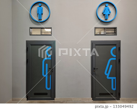 Two toilet doors in a supermarket - for men and women 133049492