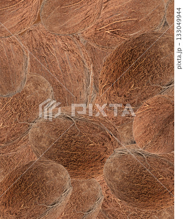 Whole coconuts textured background 133049944