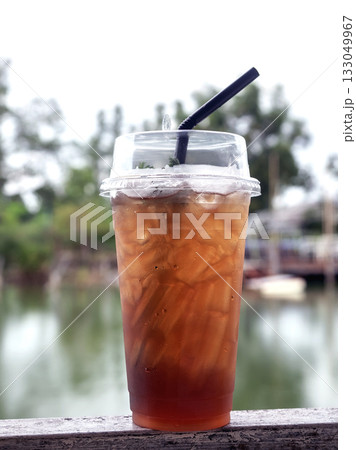 Close up of lemon tea on nature backround; Selective focus 133049967