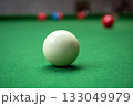 Close up Snooker balls on a green table 133049979