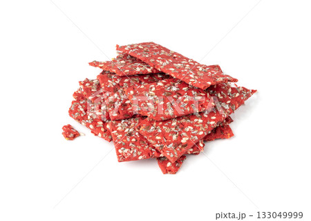 Beetroot crackers, thin rusk beet root bread, red diet multigrain crispbread, various seeds 133049999