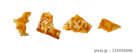 Broken Belgian Waffle Isolated, Square Waffled Cookie, Soft Golden Belgian Waffles, Wafer Biscuit Breakfast 133050006