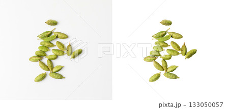 Cardamom Isolated, Green Cardamon Seeds, Dry Kardamon, Cardamum Spice , Genera Elettaria Beans 133050057