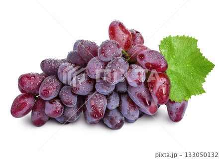 Red grape berry bunch isolated on white background 133050132