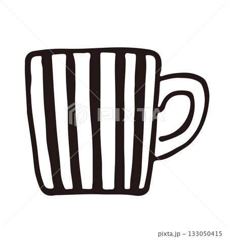 可愛いストライプ模様のマグカップの線画イラスト 133050415