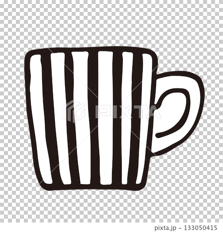 可愛いストライプ模様のマグカップの線画イラスト 133050415