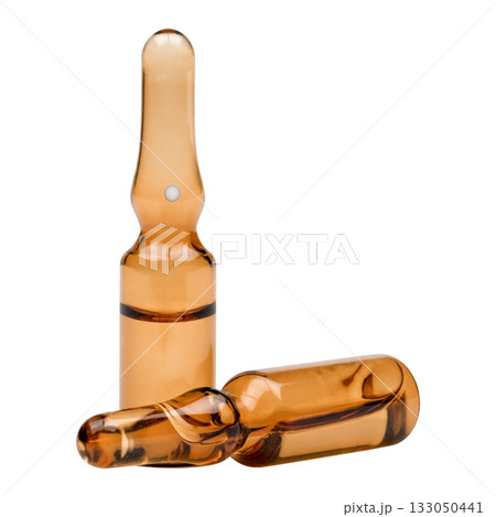 brown medical ampoules isolated on white background brown medical ampoules isolated on white background 133050441
