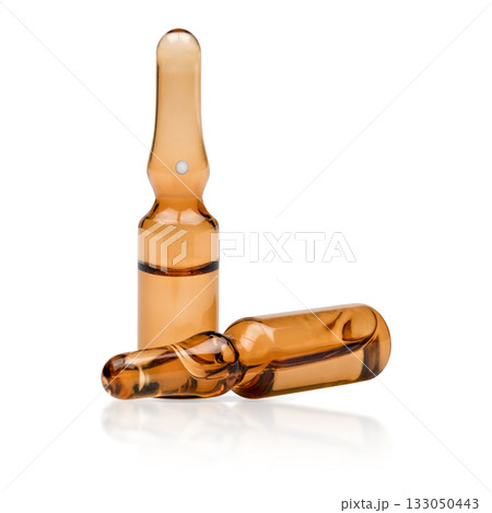 brown medical ampoules isolated on white background brown medical ampoules isolated on white background 133050443