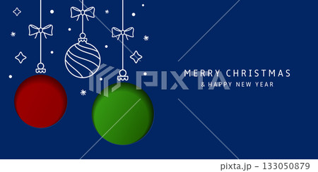 Christmas card with Christmas frames and holidays decoration. Merry Christmas and Happy New Year background. 133050879