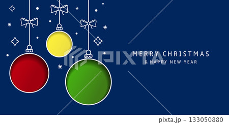 Christmas card with Christmas frames and holidays decoration. Merry Christmas and Happy New Year background. 133050880