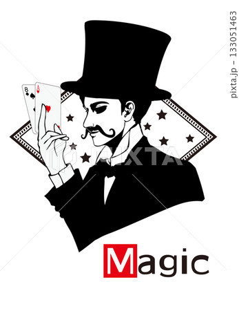 トランプを持ったマジシャンのロゴ 133051463