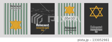 Holocaust Remember Day Honor Legacy Past Fairness. Set artboard. Symbolizes memory justice and history. For web design and educational projects. Vector illustration. 133052981