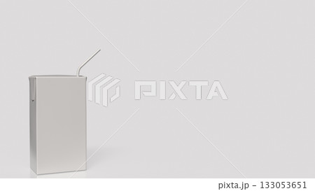 The Blank Juice Box with Straw on White Background 3d render. The Blank Juice Box with Straw on White Background 3d render. 133053651