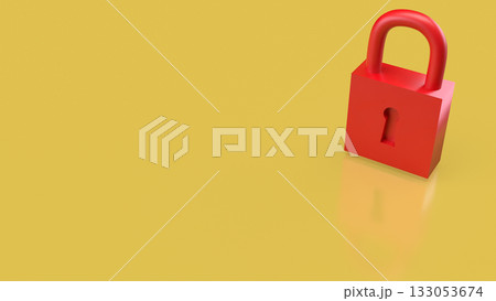 The Red Key on yellow Background  for security or Business concept 3d Rendering. 133053674