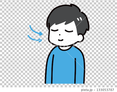 目を閉じて息を鼻から吸う私服の若い男性(上半身) 目を閉じて息を鼻から吸う私服の若い男性(上半身) 133053787