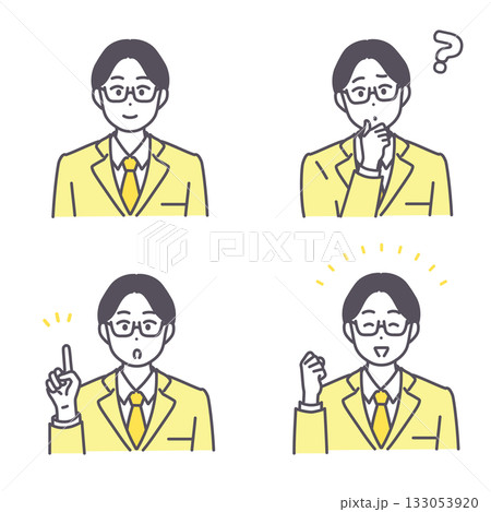 様々な表情やポーズのビジネス男性のイラスト素材セット 様々な表情やポーズのビジネス男性のイラスト素材セット 133053920