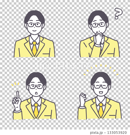 Illustration set of business men with various expressions and poses Illustration set of business men with various expressions and poses 133053920